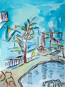 Motel Pool painting by Bob Dylan
