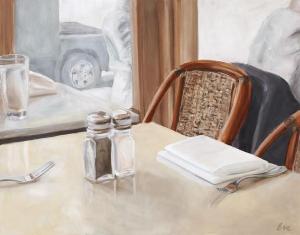 NYC Cafe Painting by Eve Plumb