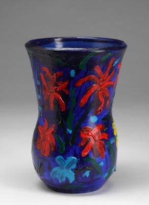 Painted Ceramic Vase by Tony Curtis