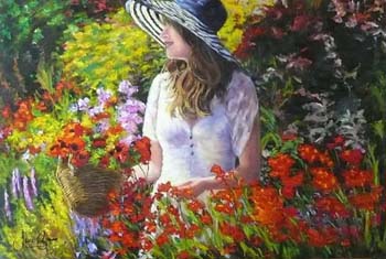 The Artist In Her English Garden by Jane Seymour