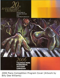 Thelonious Monk Institute of Jazz 2006 piano competition program cover with artwork by Billy Dee Williams.